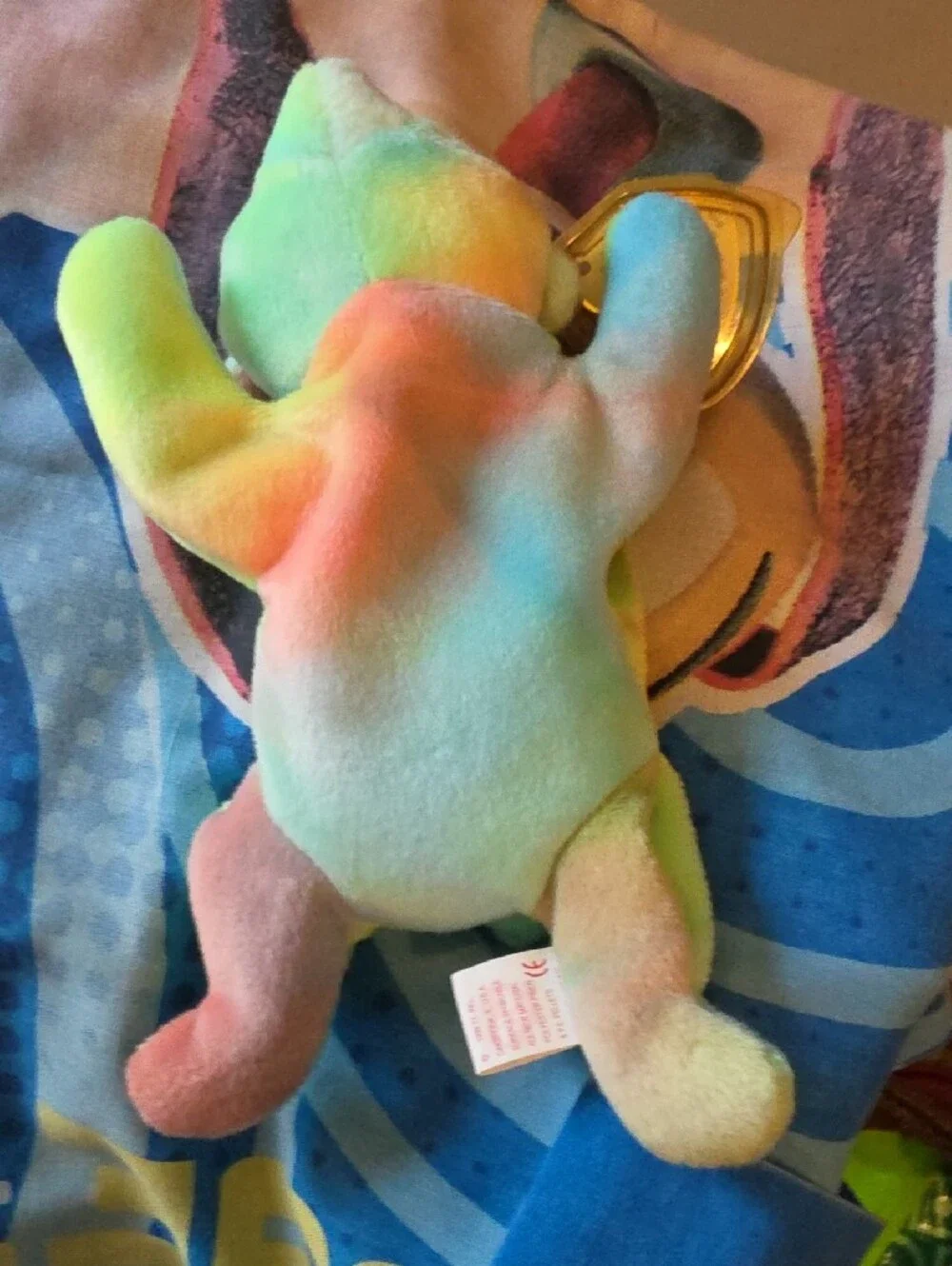 Ty Tie-Dye Small Plush Bear Toy - Green, Blue, Yellow, Pink